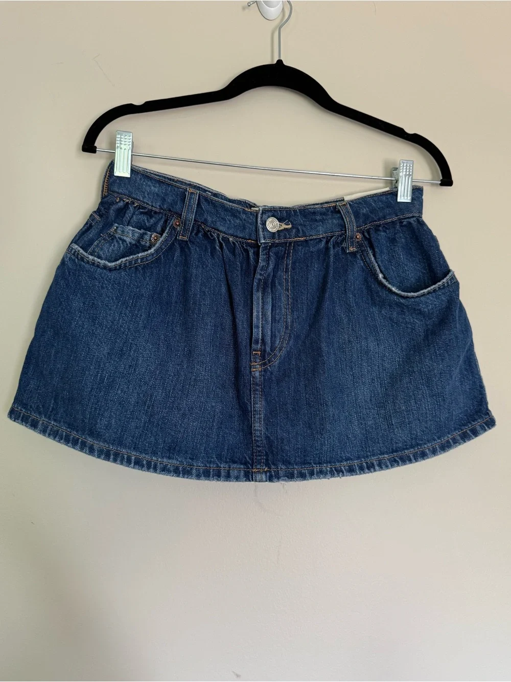 NEW We The Free Demi Denim Mini Skort Medium Wash Sz 26 Mid Rise A Line Fit